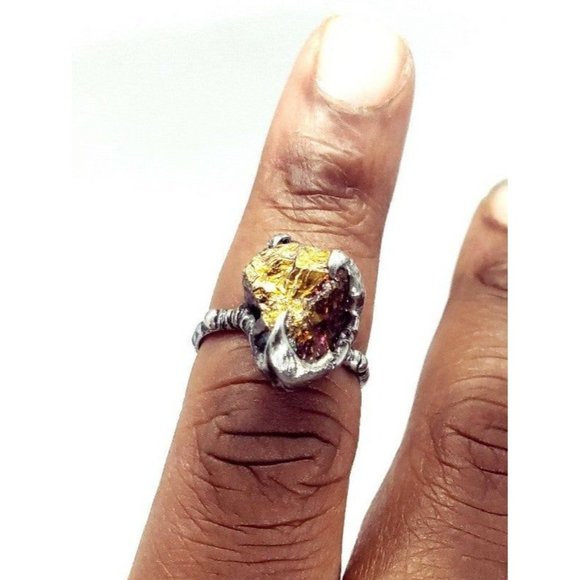 Chalcopyrite crystal ring handmade adjustable ring - Picture 10 of 12